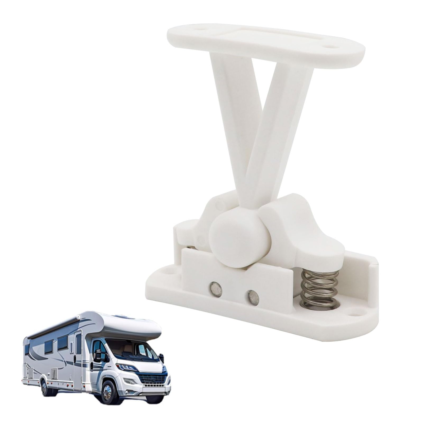 Zelttürschloss, Schwerer Weißer Halter Mit Stahlfeder, 7 X 7,5 Cm, Teile Und Zubehör Für Wohnmobile, Teile Für Stationäre Anhänger, Türschlösser Für Wohnmobile