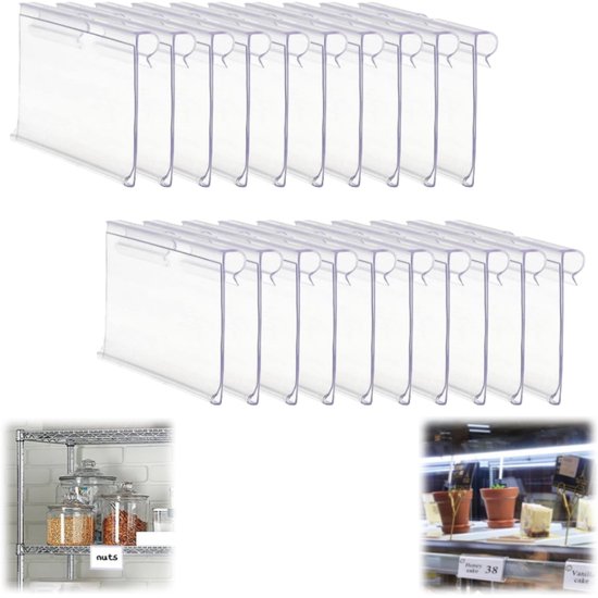 25 Stück, Etikettenhalter, Etiketten, Transparente Etikettenhalter Für Drahtgestelle, Preisschildhalter, Produktetikettenclips, 6 Cm X 4,2 Cm, Transparent