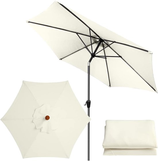Ersatz-sonnenschirmdach Mit 3 Metern Durchmesser, Universelles Ersatz-sonnenschirmdach, Sonnenschirmhülle Für Garten, Terrasse, Markttisch (3 M/6 Streben, Weiß)