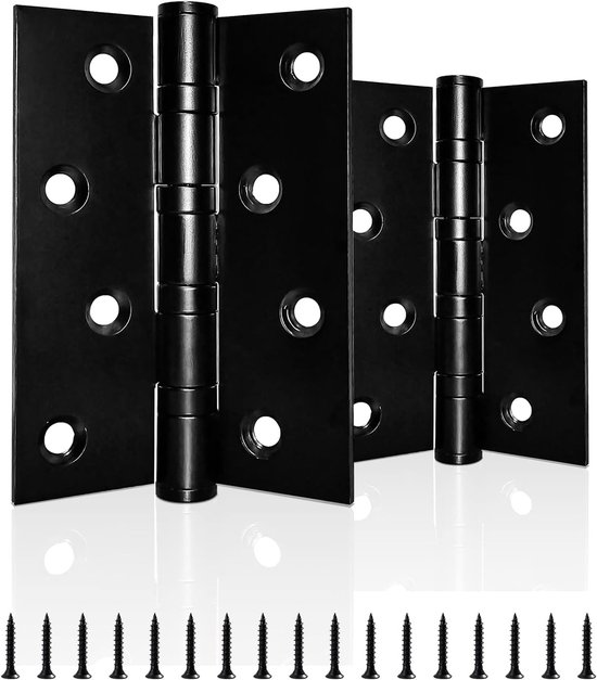 2er-pack Scharniere, 10 X 7,5 Cm, Edelstahl, Schwarz, Rechtwinklig, Türscharniere, Befestigungsstift, Robust, Mit Schrauben, Kugellagerscharniere, Türbeschläge