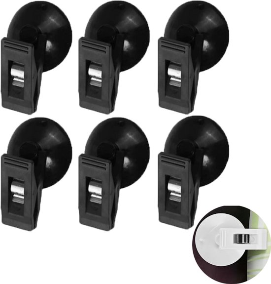 6er-pack Duschvorhangclips Mit Saugnapf (40 Mm) – Blau
