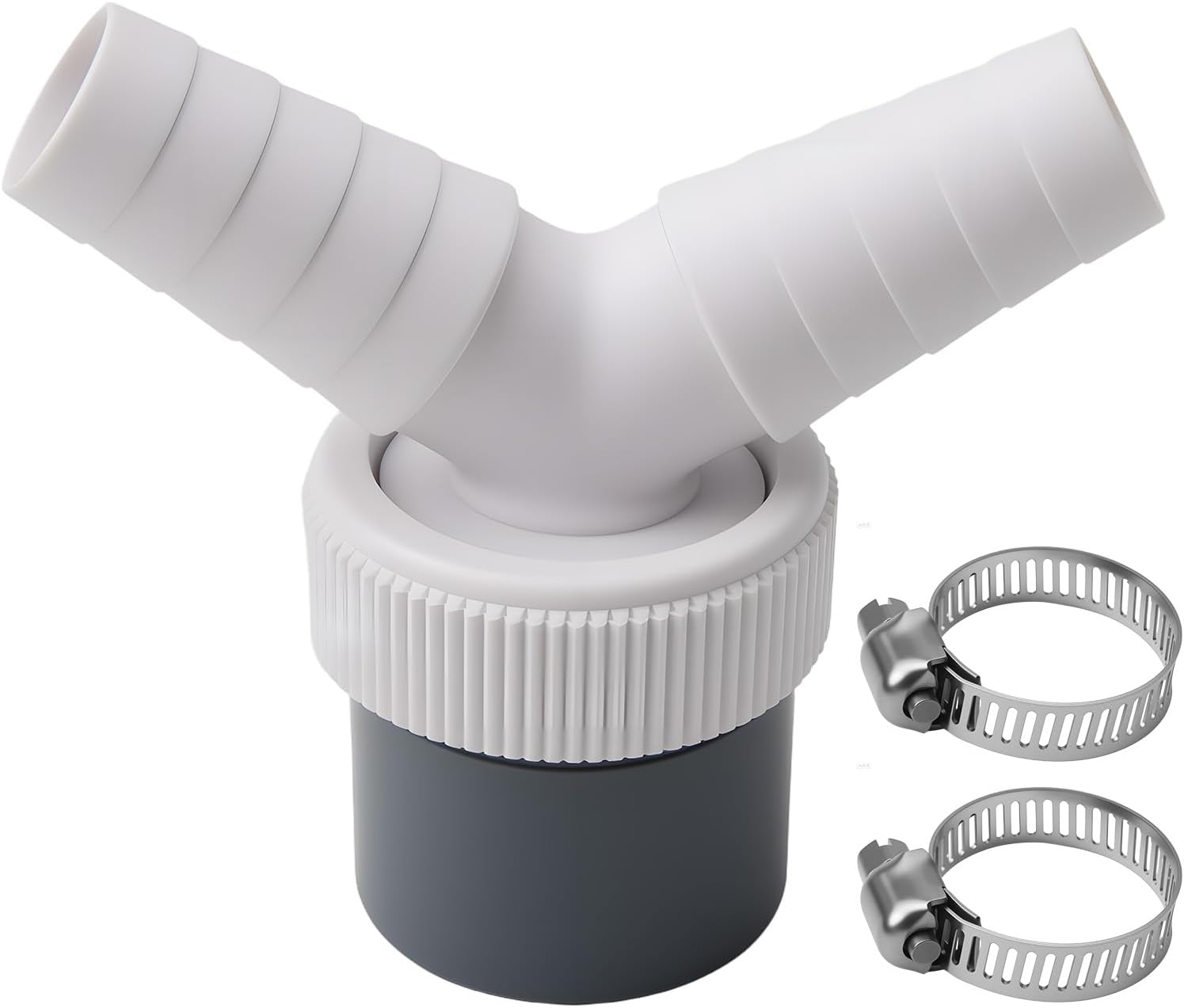 Y-förmiger Ablaufadapter Für Waschmaschinen Mit Einem Durchmesser Von 40 Mm Und Einem Einlassdurchmesser Von 3/4" Bis 7/8" – Inklusive Schlauchschelle.