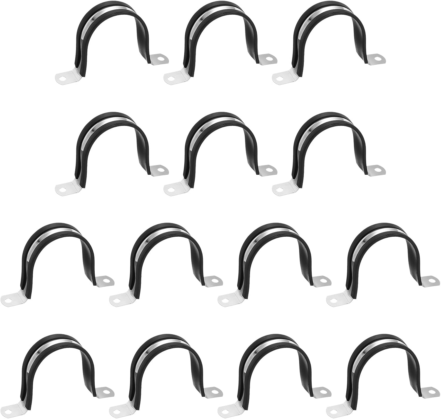 15er-packung Mit 63-mm-schlauchschellen, Aus Edelstahl 304, U-förmige Doppelloch-schlauchschellen, Schwarz.