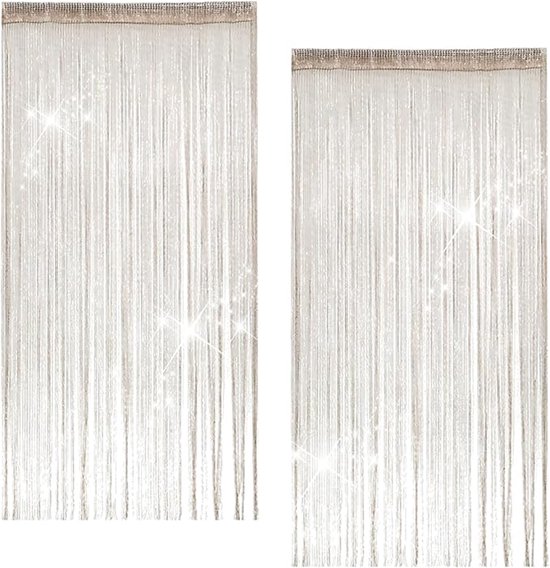 2-teiliger, 100 X 200 Cm Großer, Champagnerfarbener, Metallisch Glänzender, Insektenabweisender Perlen-türvorhang