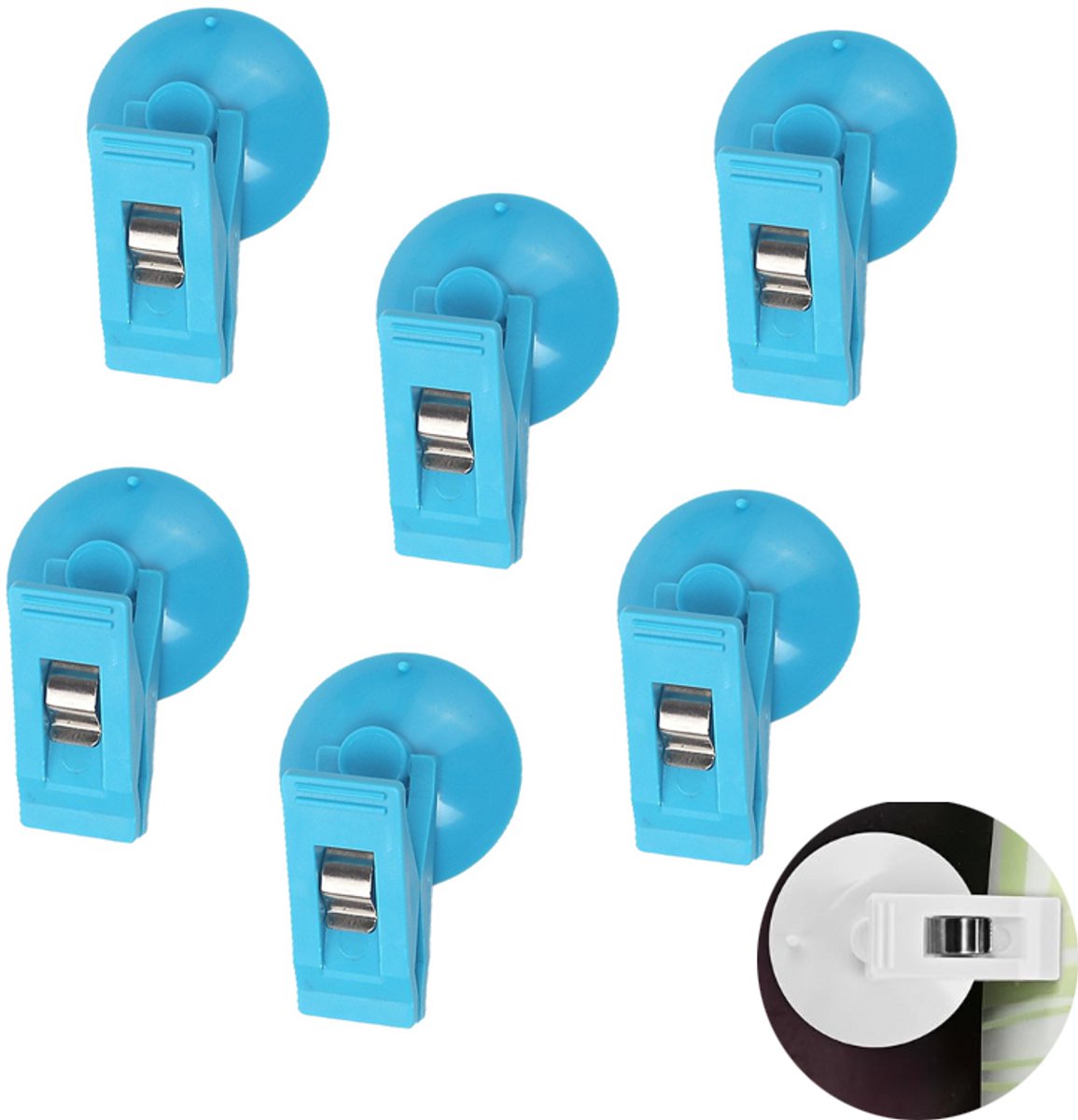 12er-packung Blaue 40-mm-saugnapfclips Für Duschvorhänge, Küchenschränke Und Kühlschränke