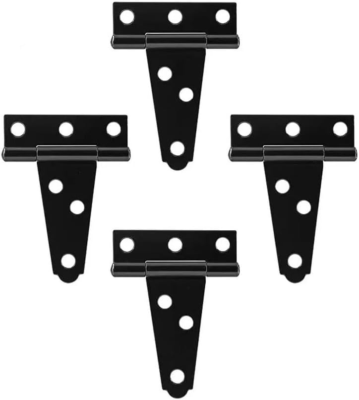4-teiliges T-förmiges Scharnierset, Robustes Schwarzes Metall-t-shirt-scharnier, 6-loch-oberflächenmontage-t-förmiges Scharnier Mit Schrauben.