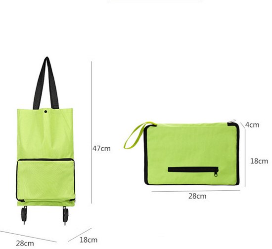 Einkaufswagen 47 X 18 X 28 Cm Mit Rädern, Faltbar Und Mit Abnehmbarer Tasche, Aus Edelstahl Und Aluminium, Wetterfest, Grün