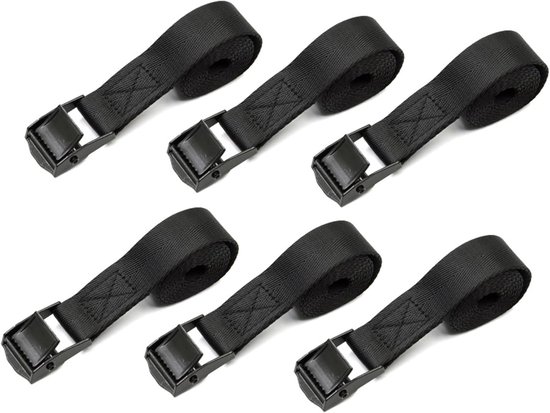 Gepäckgurte – Transportgurte – 6er-pack – Geeignet Für Motorrad-, Auto- Und Fahrradträger – Gurtgröße: 50 Cm X 2 Cm – Schwarz
