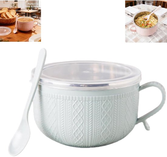 740 Ml Becher Mit Deckel, Suppentasse Mit Henkel Und Deckel, Perfekt Für Suppen, Eintöpfe Und Kaffee - Hellblau.
