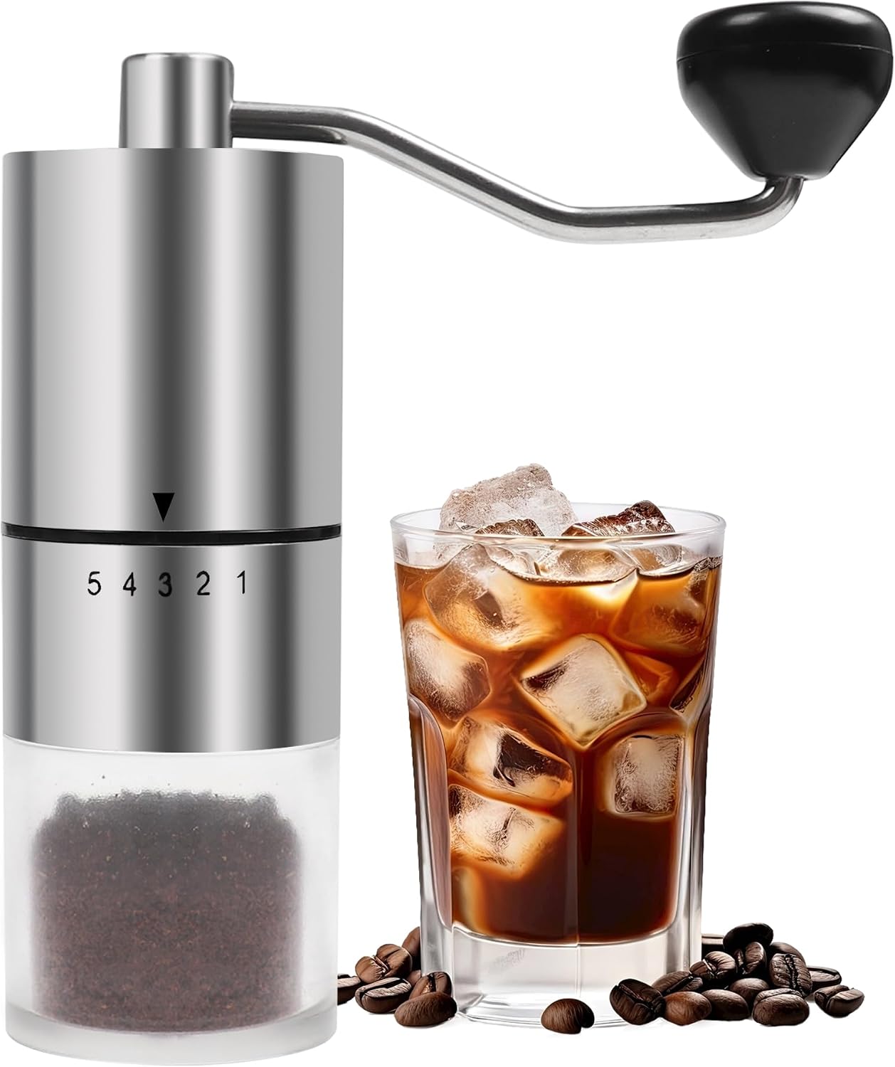 Manuelle Kaffeemühle Mit Handkurbel Und Keramikmahlwerk (5 Mahlgradeinstellungen).