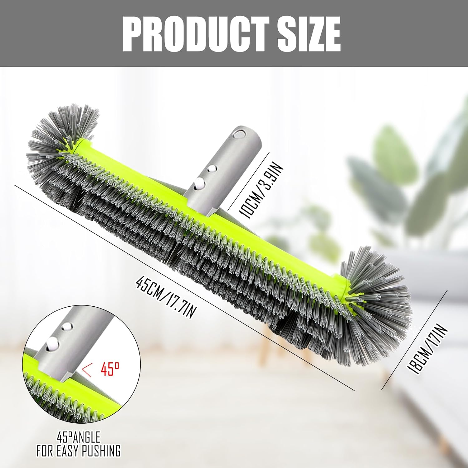 Poolreinigungsbürste – 43 Cm – Frontbürste – Ez-clip – Aluminiumgriff – Ohne Teleskopstange