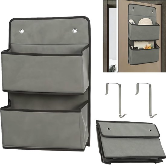 Geeignet Für 52 X 29,5 Cm Große Hängeaufbewahrungsregale Mit 2 Haken Zur Befestigung Hinter Der Tür, Ideal Für Badezimmer Und Schlafzimmer, Grau