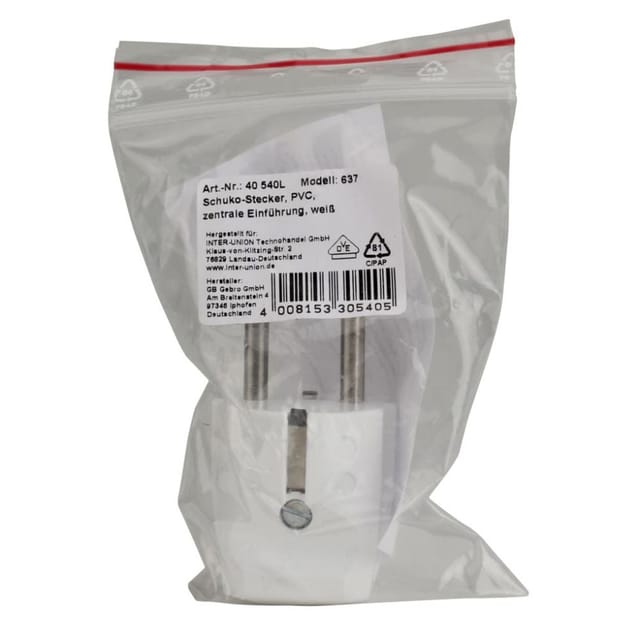 Weitere - Schutzkontakt-Stecker ohne Knickschutz weiß Stecker & Kupplungen