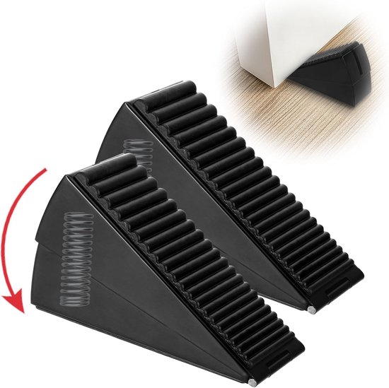 2er-pack Verstellbare, Federbelastete Türstopper Aus Gummi/edelstahl – Schwarz