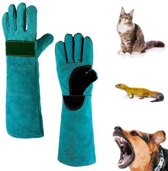 Paar 45 Cm X 45 Cm Bissfeste Lederhandschuhe Für Die Tierpflege, Geeignet Für Gartenarbeit, Fellpflege, Hundetraining, Schweißen, Zum Schutz Vor Katzenkratzern.