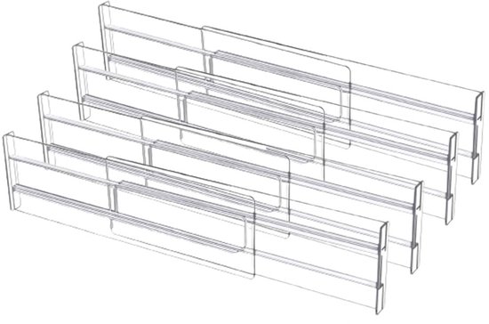 4-teiliges Transparentes, Ausziehbares Schubladeneinteiler- Und Organizer-set (27,5–52 Cm)