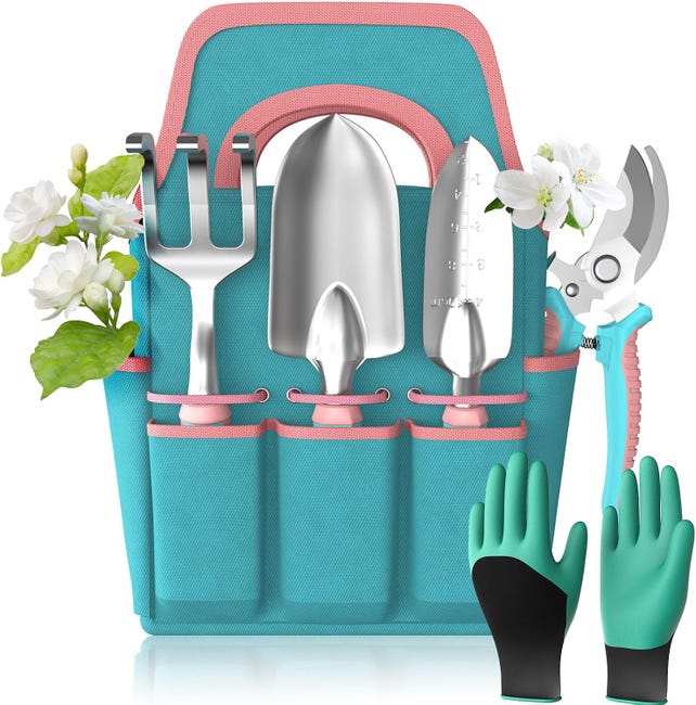 Ein Set Aus 6 Gartengeräten Aus Aluminiumlegierung Mit Einer Gartentasche Geschenkidee Für Gartenliebhaber (einfach).