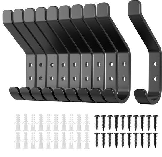 10er-pack Kleiderhaken Aus Edelstahl Für Badezimmer, Handtücher, Hüte, Rucksäcke, Schlüssel Und Kleidung, Schwarz, 9,5 Cm