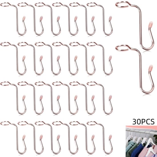30er-packung – Kleiderbügel-verbindungshaken – Metallclips – Kleiderbügel-verlängerungshaken – Spart Platz Im Kleiderschrank – Roségold – 4 Cm
