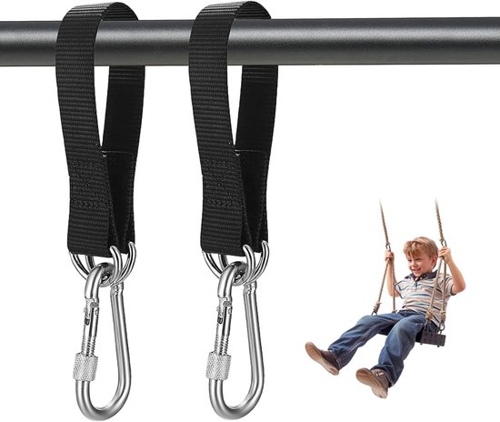2-teiliges Hängematten-aufhängesystem Mit Gurten Und Haken, 30 Cm, Schwarz