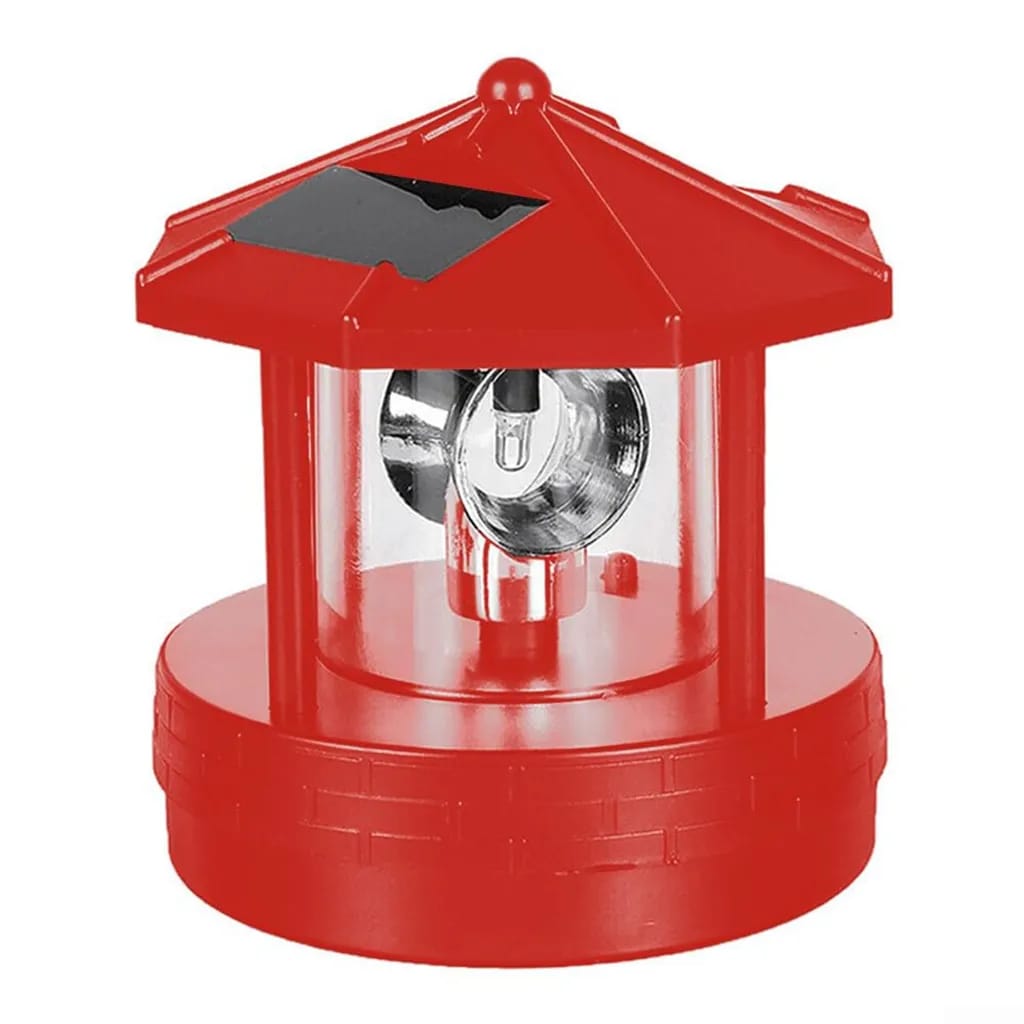 Solarbetriebene, Drehbare Led-leuchte Im Leuchtturm-design Für Garten, Straße, Rasen, Terrasse, Balkon Oder Terrasse, 10 X 10 X 11,5 Cm, Rot