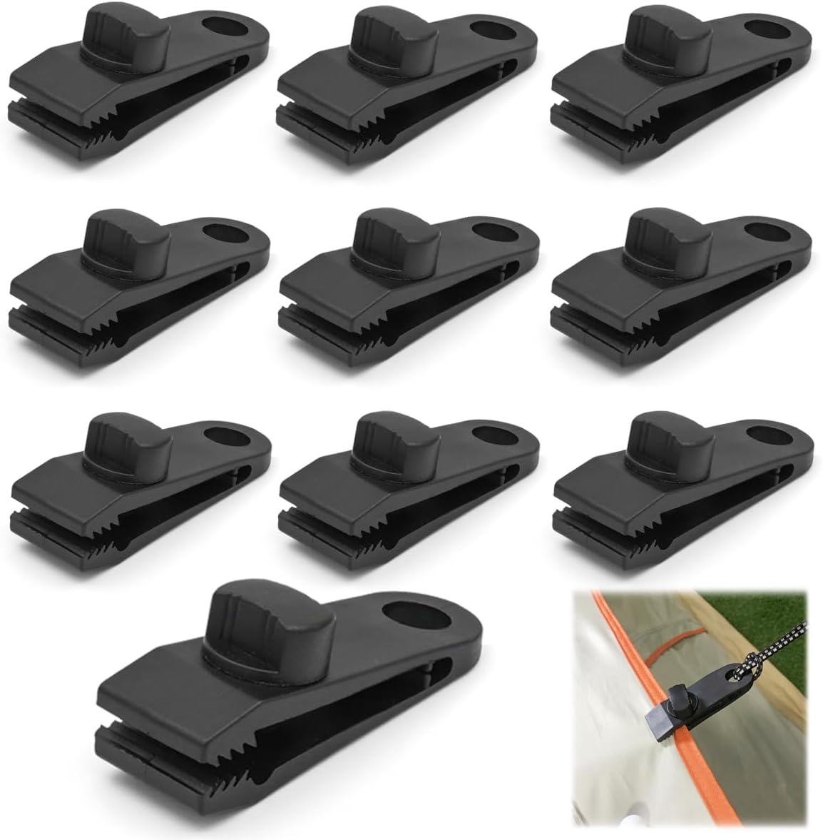 10 Wasserdichte Und Winddichte Zeltclips – Schwarz