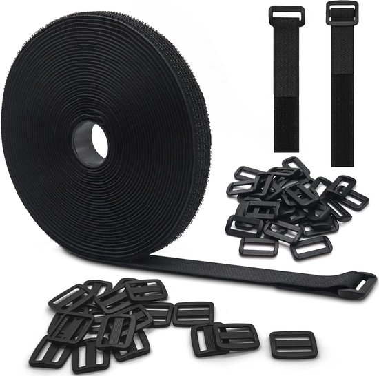10 Meter Wiederverwendbares, Zuschneidbares Schwarzes Klettband