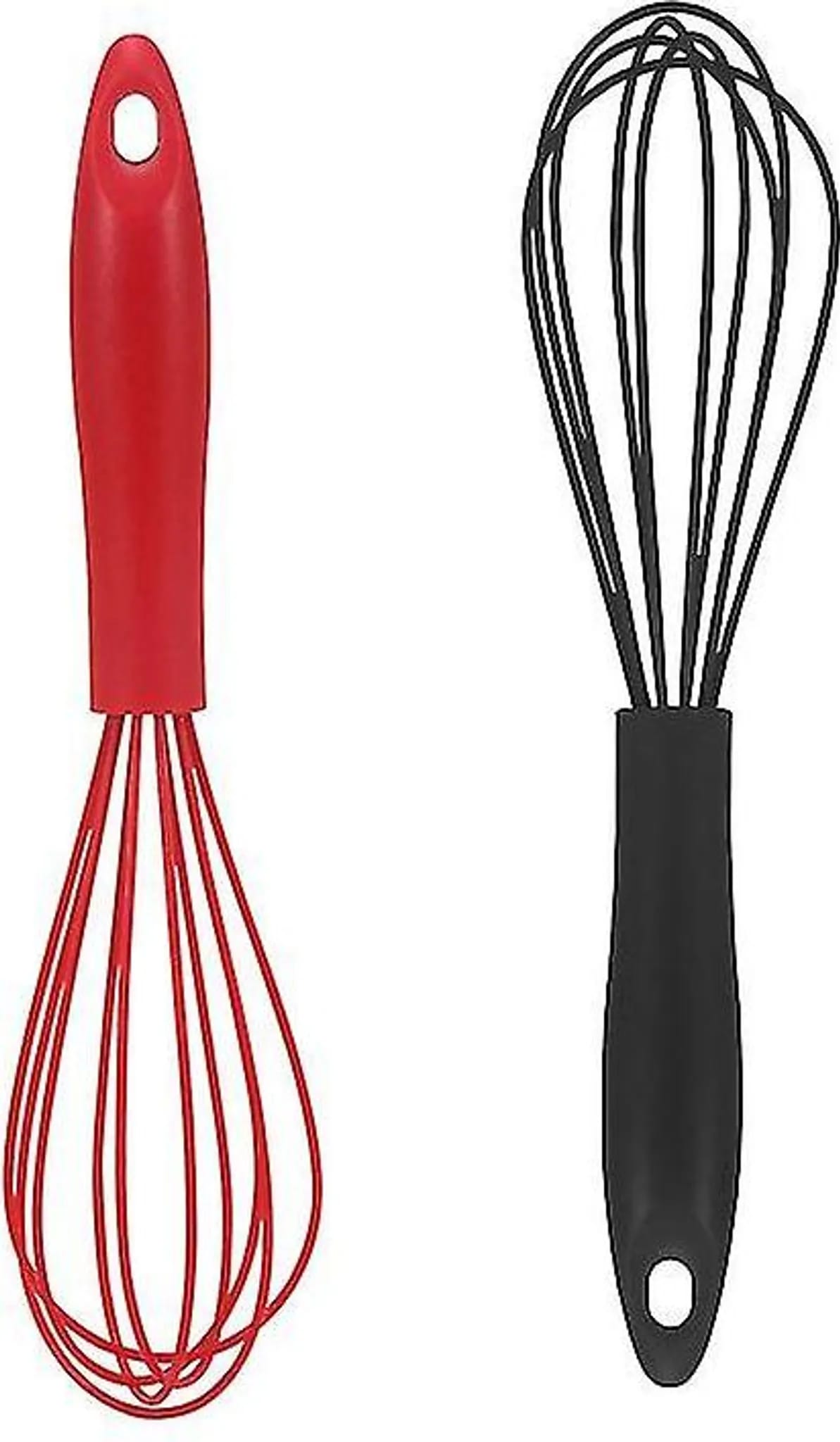 Silikon-schneebesen, 2er-pack, Rot Und Schwarz, 25 Cm, Verbessertes Silikon-kugel-schneebesen-set, Ein Unverzichtbares Küchenutensil, Langlebiges Backwerkzeug.