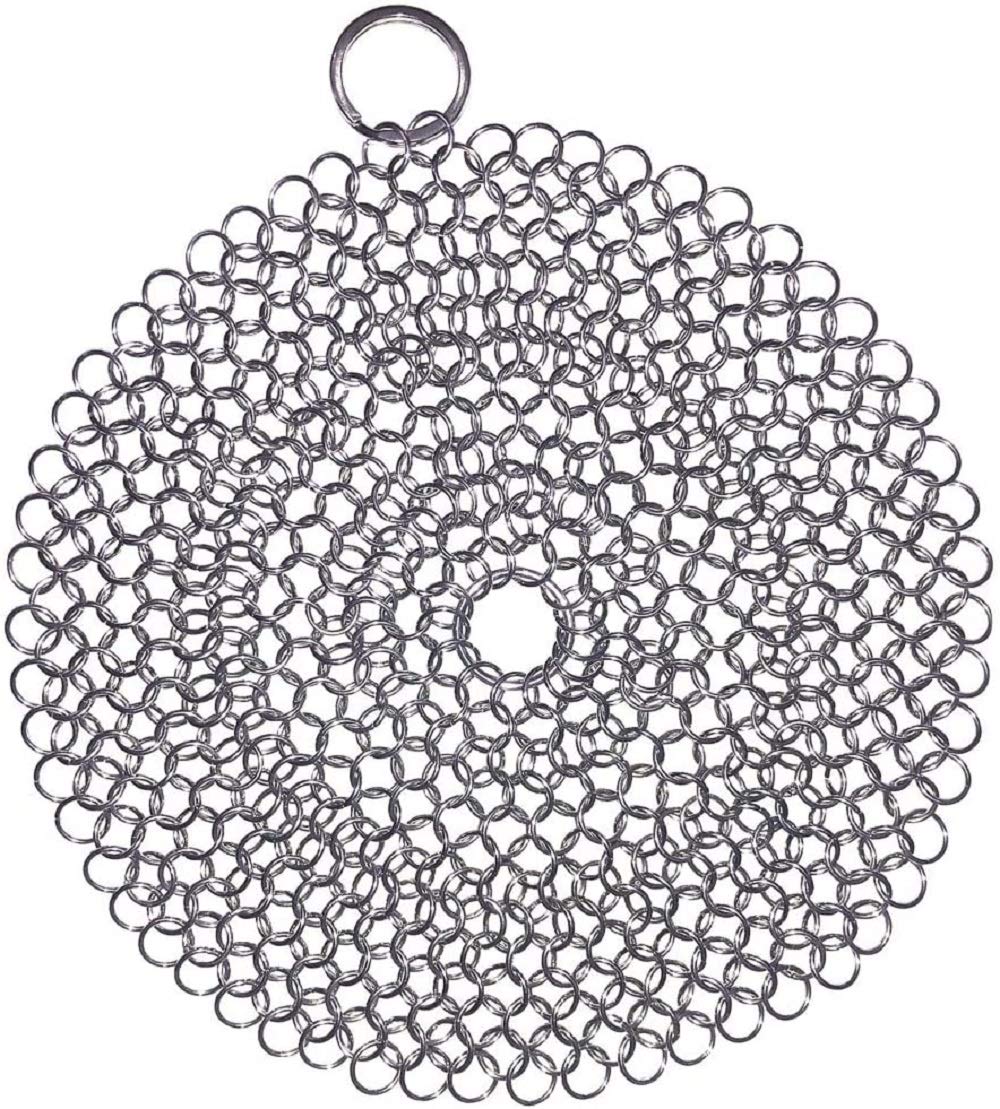 Gusseisenreiniger, 7-zoll-kettenbürste Aus Edelstahl 316l, Gusseiserne Bratpfannen, Auflaufformen, Holländische Küche, Gewürze Und Kochgeschirr.