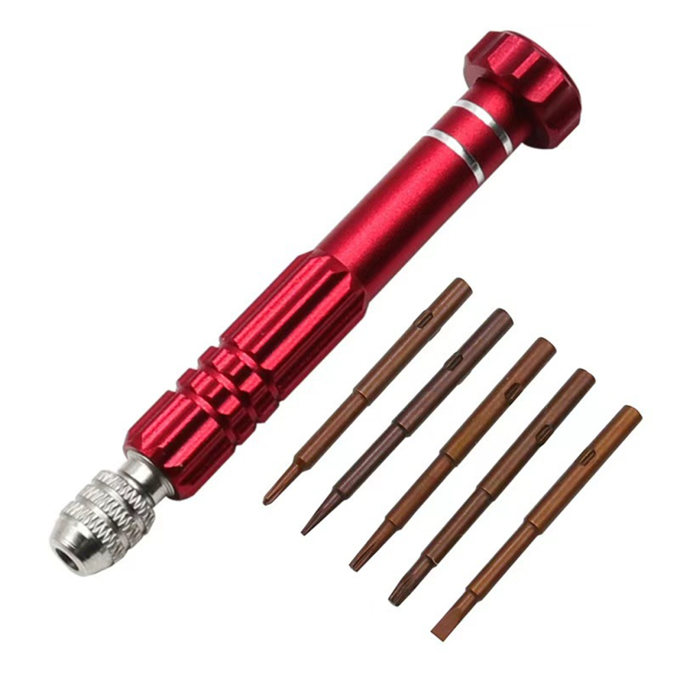 Multifunktionales 5-in-1-schraubendreher-set: Schlitz-, Kreuzschlitz-, Torx-schraubendreher, Computerbrillen-reparaturschraubendreher, Rot