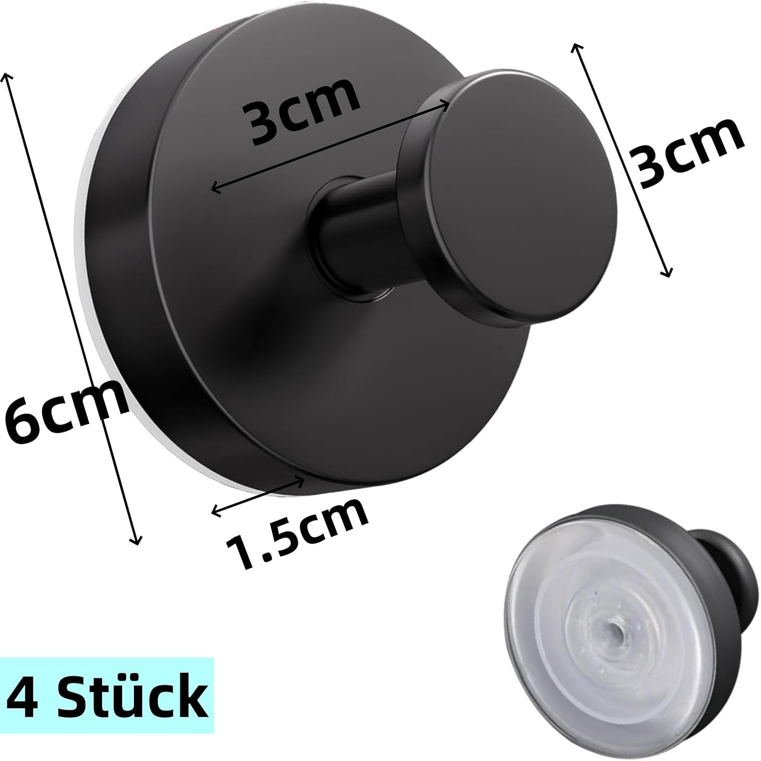 4er-packung Hochleistungs-handtuchhaken Mit Vakuum-saugnapf (schwarz).