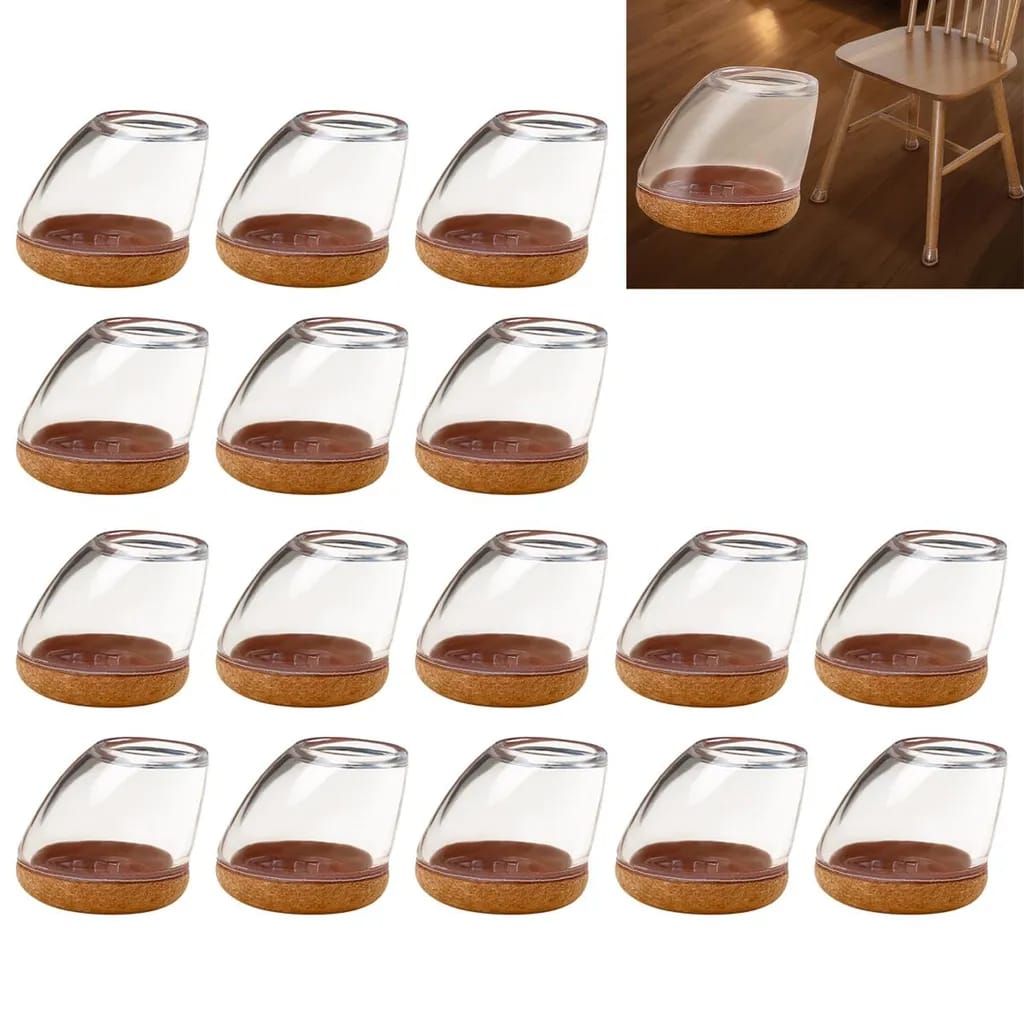 16 Stuhlbeinschoner Aus Silikon, Transparent, Rund, Filz, Größe S (14–20 Mm)