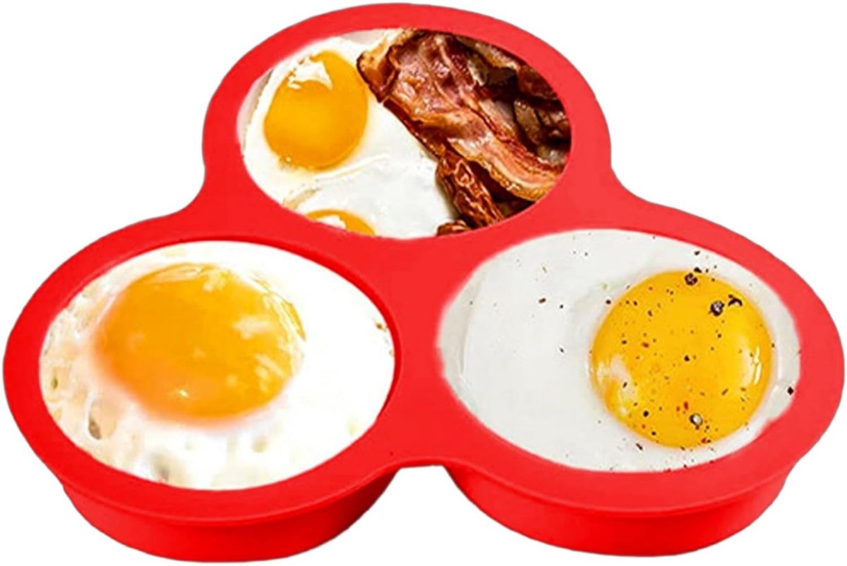 Silikon-eierform Für Die Küche – 3 Mulden, Auch Für Heißluftfritteuse Geeignet – Multifunktional – Backofen – Mikrowelle – Heißluftfritteuse – Lebensmittelechtes Silikon – Eier – Muffins