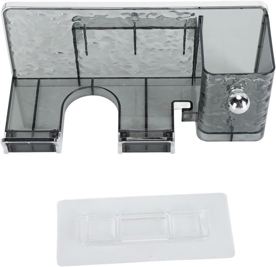 Selbstklebender Wandhalter Für Haartrockner Mit Wasserwellen-design, Bohrfreier Organizer Aus Kunststoff Für Stylinggeräte (transparent Grau)