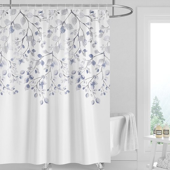 180x180 Cm Aquarellblauer Eukalyptusblatt-duschvorhang Aus Schimmelresistentem Polyester