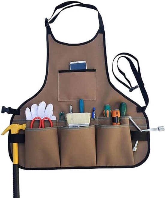 Wasserdichte Gartenwerkzeugschürze Mit 4 Taschen Für Landschaftsgärtner, Künstler, Friseure Und Köche (braun).