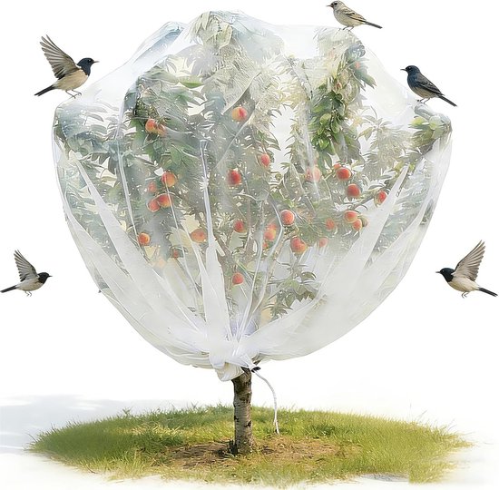 Schutznetz Für Obstbäume – 300 X 300 Cm – Insekten- Und Vogelsicher – Reißverschluss/kordelzug – Regendichter Gartenbeutel
