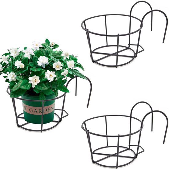 Pflanzenampeln - Hängende Blumentöpfe - Hängender Blumenampel Für Drinnen - 16 X 9,5 Cm - Wandring-blumentopfhalter - Schwarz - Metall