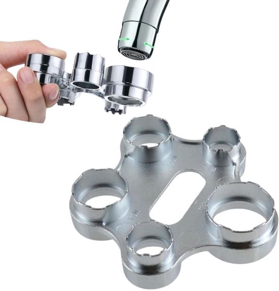 Wasserhahn-luftsprudler – 6-in-1 Multifunktionsschlüssel – Werkzeug Zum Entfernen Von Wasserhahn-luftsprudlern – Zur Regulierung Des Wasserdurchflusses – 8,5 X 8,5 Cm