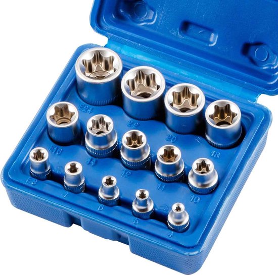 14-teiliger Steckschlüsselsatz, 1/4 Zoll, 1/2 Zoll Und 3/8 Zoll, Chrom-vanadium-stahl, Mit Werkzeugkoffer, Elektrischer Steckschlüsselsatz, Werkzeugset, Stern-/sechskant-steckschlüsselsatz