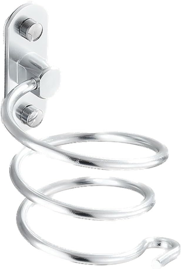 Wandmontierter Haartrocknerhalter, Spiralförmiges Aufbewahrungsregal, Badezimmerregal (silber)