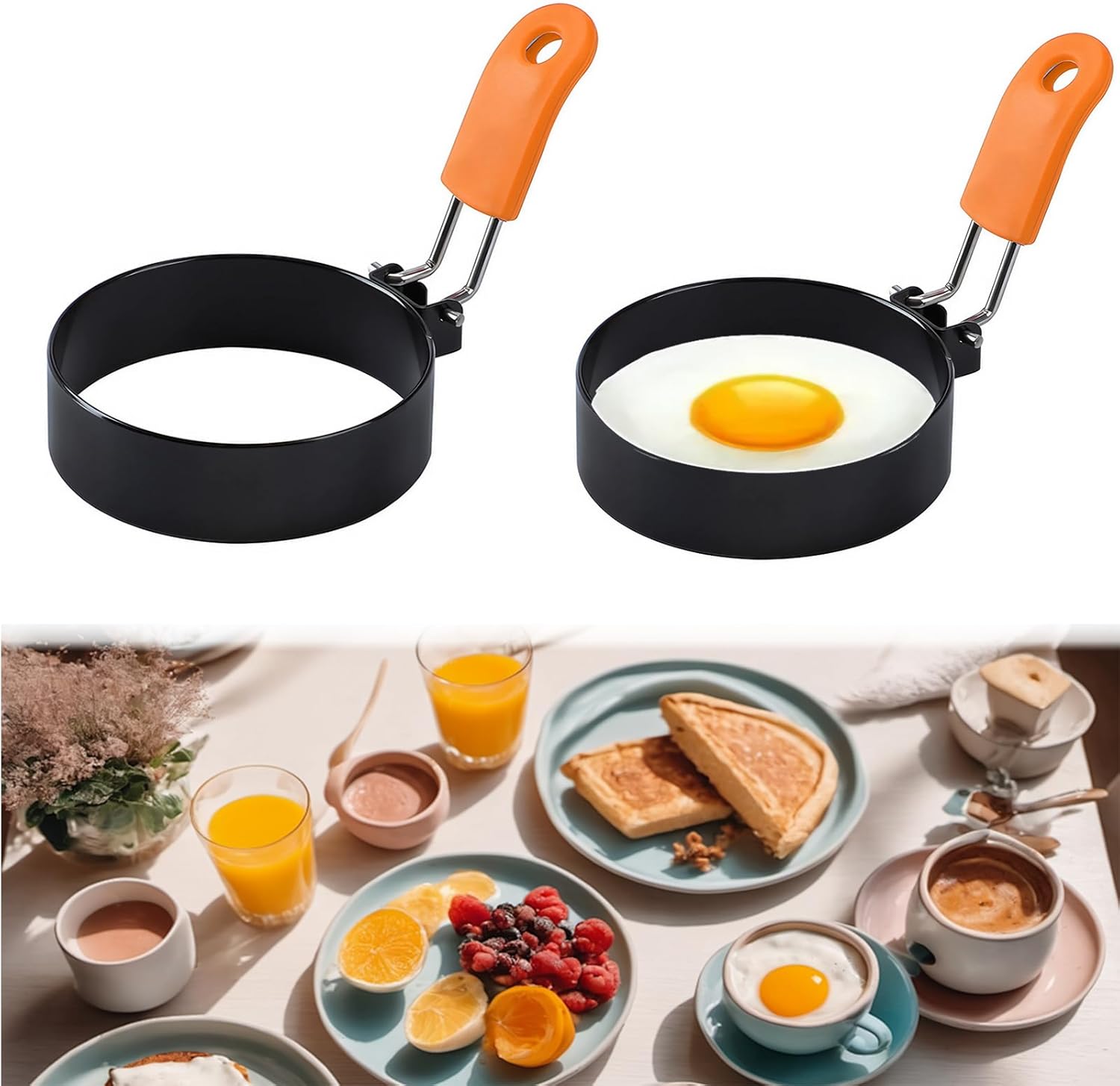 Zwei Spiegeleierformen, Spiegeleierformen, Pfannkuchenformen Aus Edelstahl, Spiegeleierringe, Eierformer, Spiegeleier, Pfannkuchen- Und Spiegeleierformen