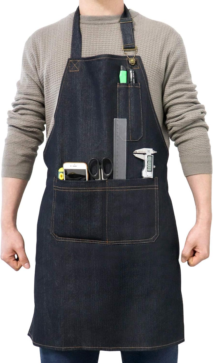 Arbeitsschürze Für Damen Und Herren, Werkzeugschürze Mit 4 Taschen Für Holzbearbeitung, Werkstatt, Garage, Küche Und Garten – Schwarz