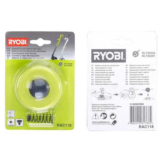 RAC118 Doppeldraht-Federspulenabdeckung 1,2 mm Freischneider RLT3525 - Ryobi
