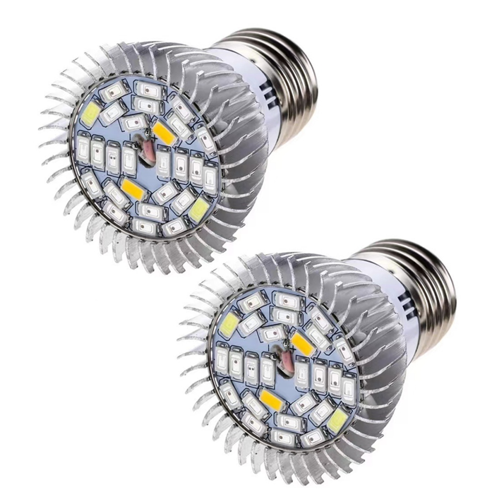 Zwei E27 Vollspektrum-led-pflanzenlampen, 85–265 V, 28 W