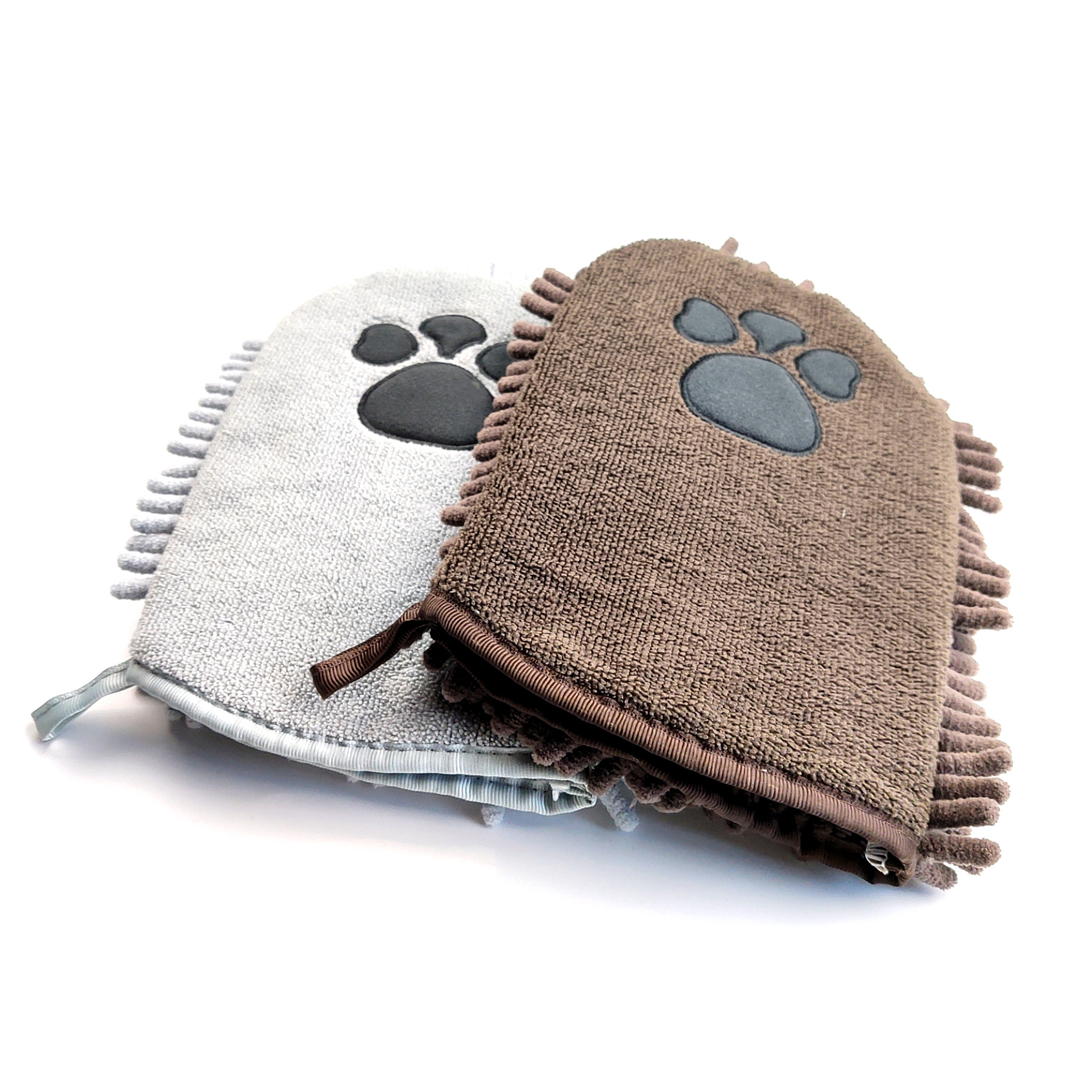 Mikrofaser-haustierhandschuh – 2er-pack – Grau – Pfotenreinigung Und -trocknung – Hunde – Katzen – Standard