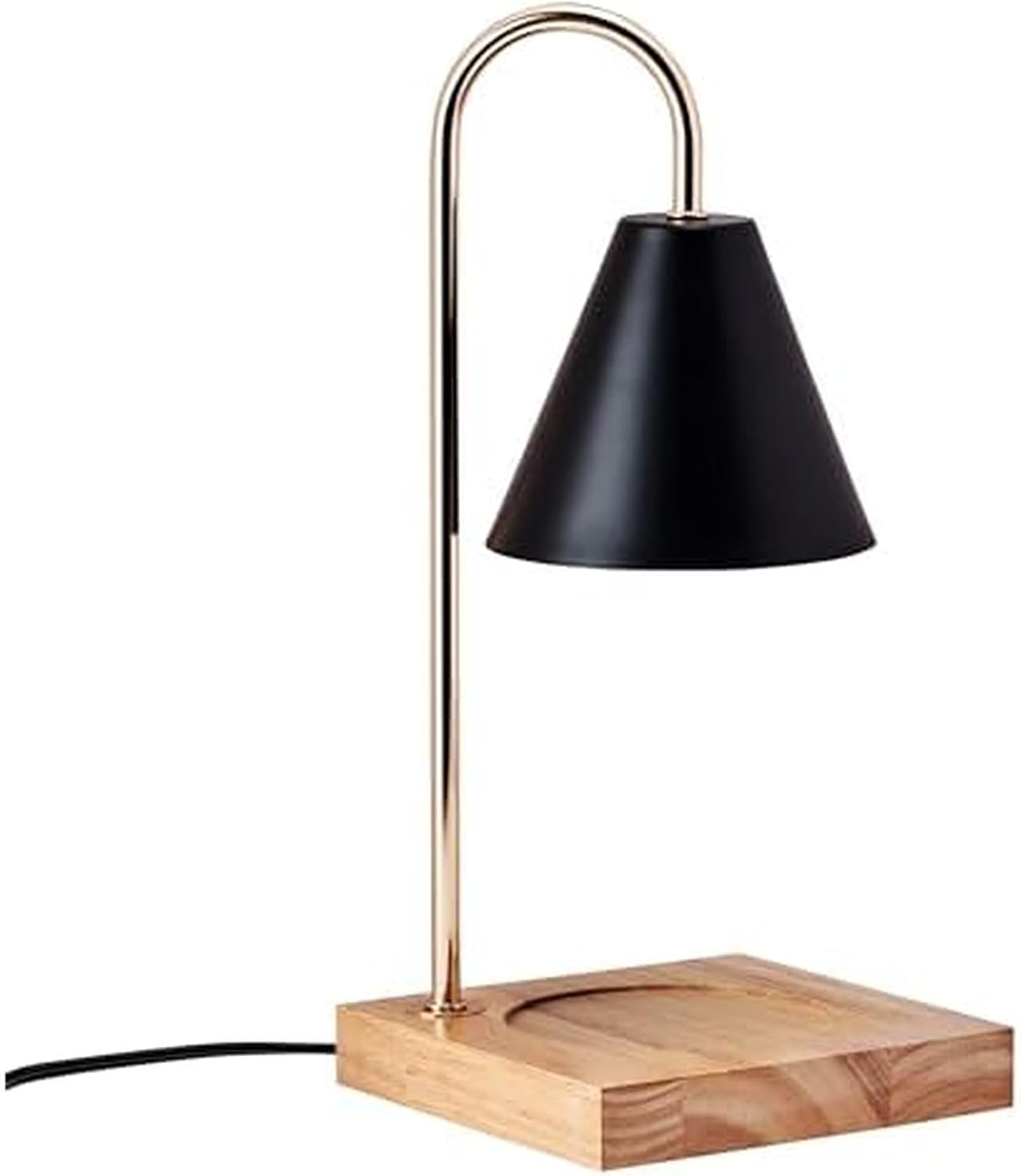 Kerzenheizlampe – 15 X 15 X 34 Cm – Schwarzer Metallschirm – Holzsockel – Mit Dimmer