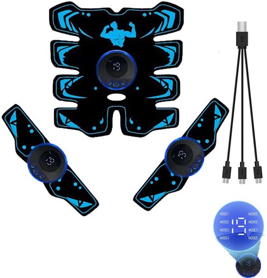Ems-bauchmuskeltrainer, 8 Bauchmuskeltrainer, Heimtrainer Zur Fettverbrennung, Fitnessgerät Für Faule Mit Bauchmuskel-pads, Set Mit 3 Pads + 10 Gel-pads