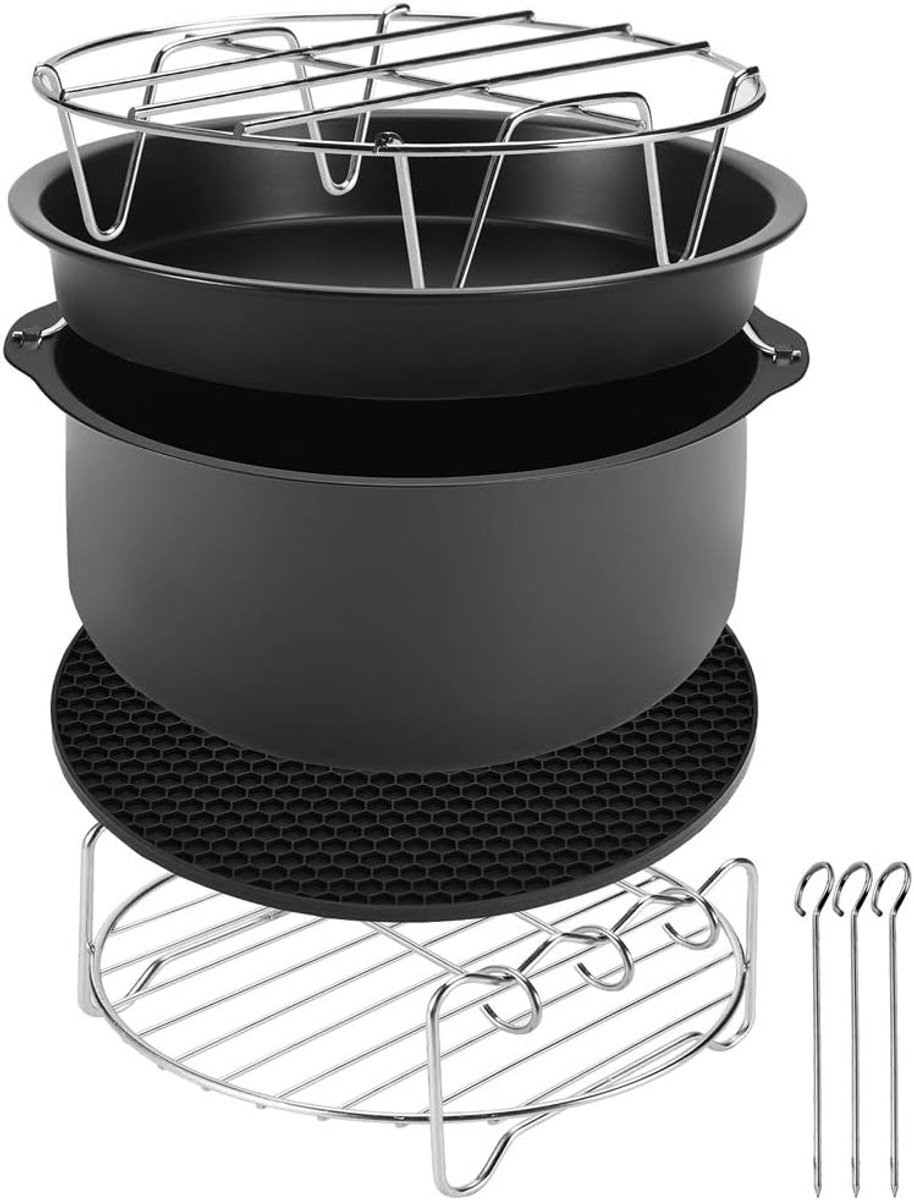 Zubehörset Für Heißluftfritteusen, 8-teiliges Backset – Schwarz