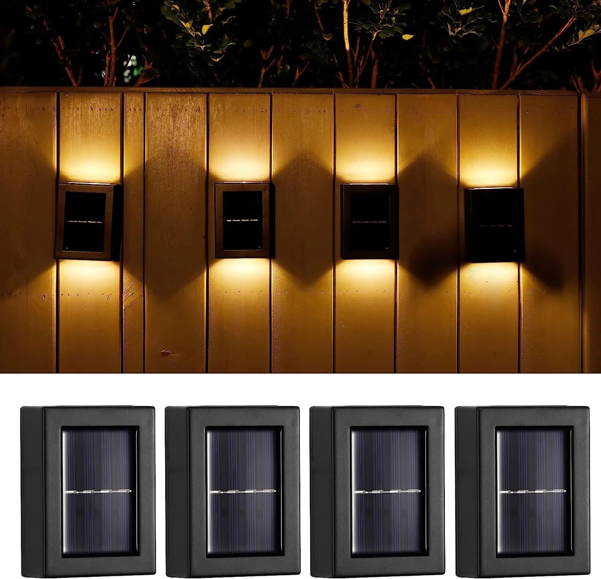 Gartenleuchten, 4-teiliges Set, Solar-led-wandleuchten, Solar-gartenwandleuchten, Schutzart Ip65, Fest Integrierte Leds, Warmes Licht.